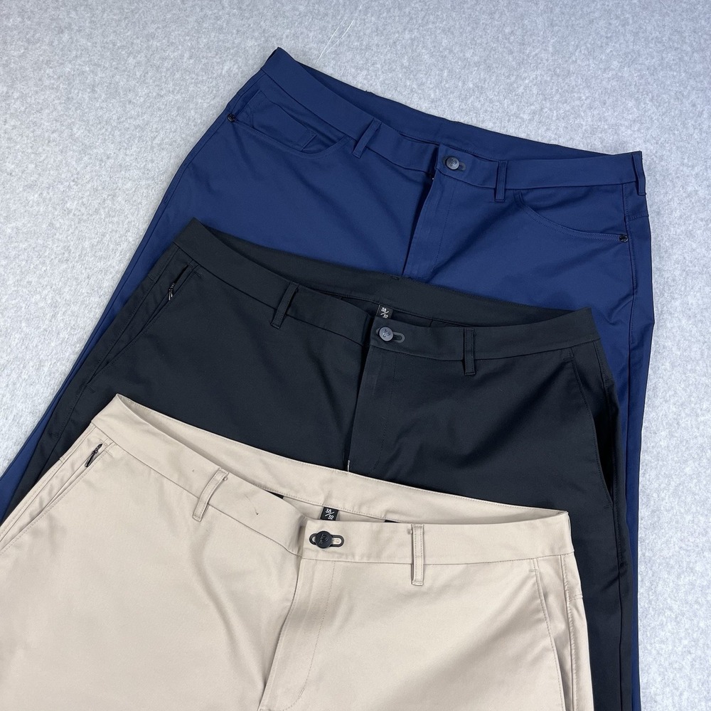 Lot of 3 Public Rec Pants Mens 38x31.5 The Dealmaker 5 Pocket Chino Golf Gym